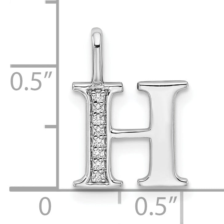 Lovely Rita's Pendants & Charms 14K White Gold Diamond 0.028-CT Letter H Initial Charm Pendant