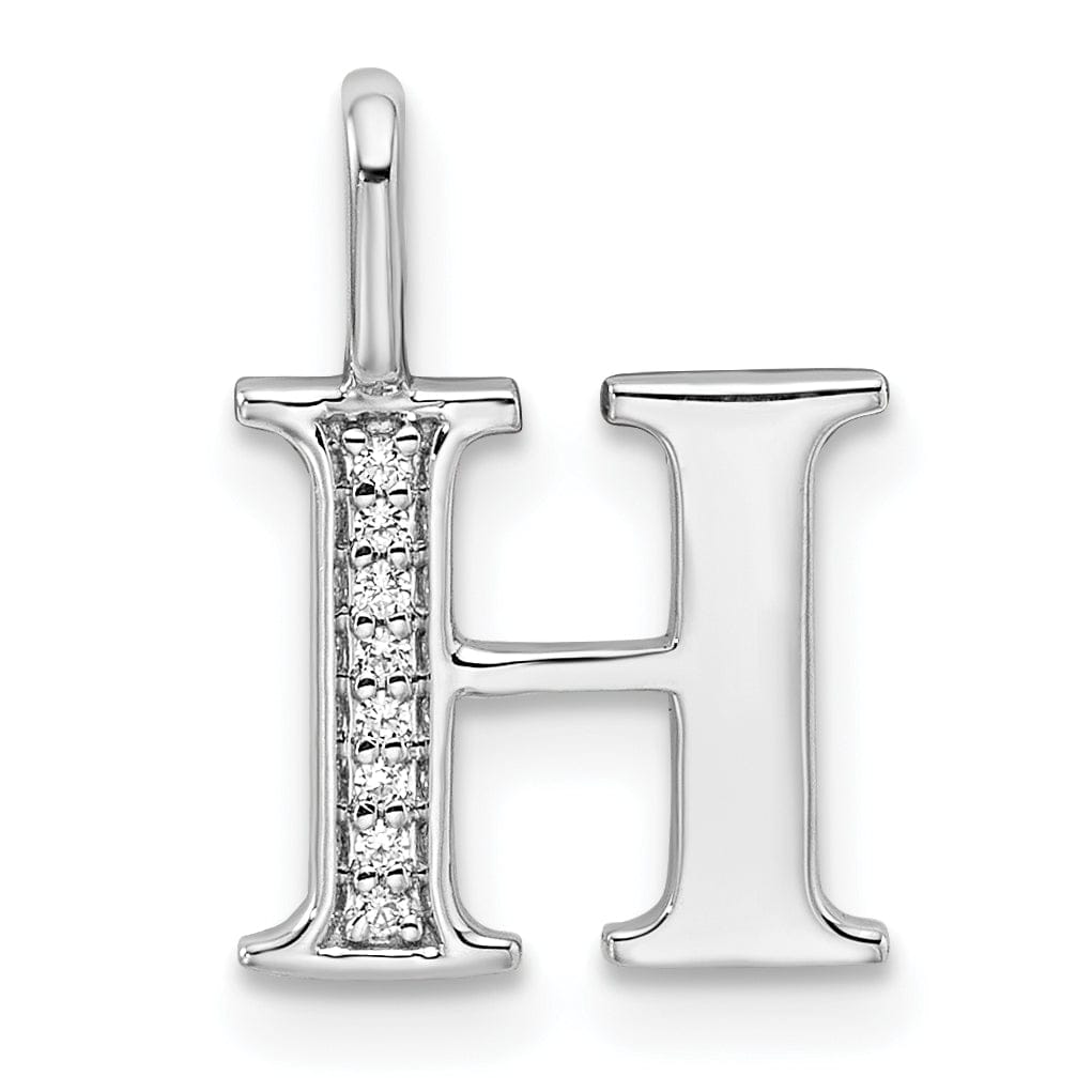 Lovely Rita's Pendants & Charms 14K White Gold Diamond 0.028-CT Letter H Initial Charm Pendant