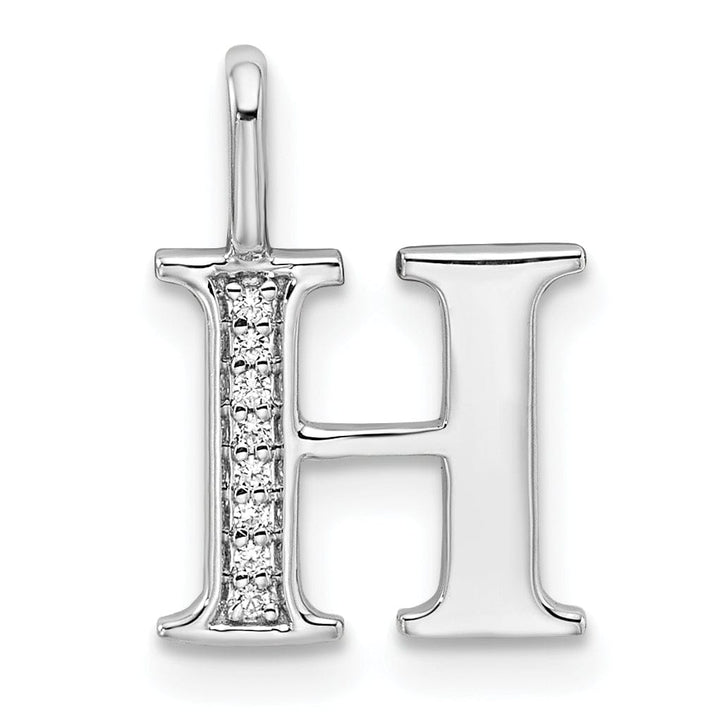 Lovely Rita's Pendants & Charms 14K White Gold Diamond 0.028-CT Letter H Initial Charm Pendant