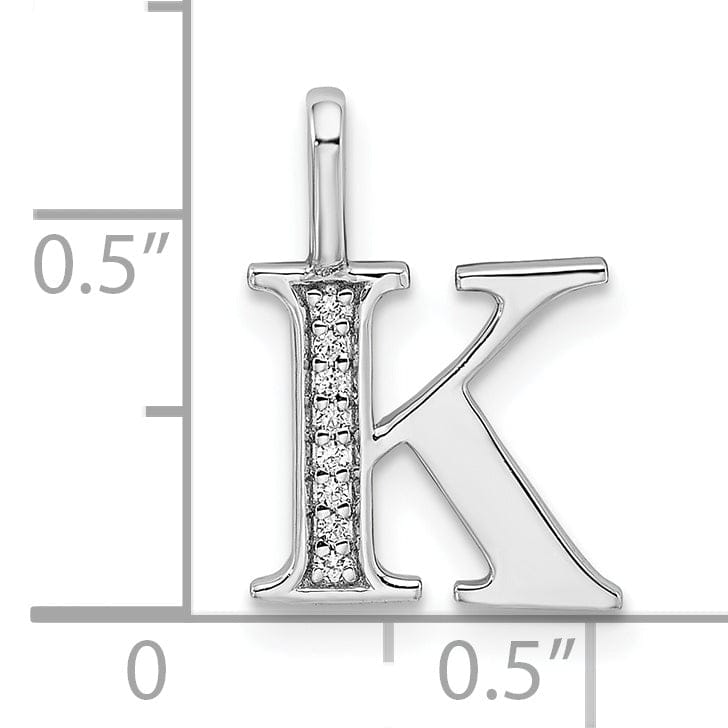 Lovely Rita's Pendants & Charms 14K White Gold Diamond 0.028-CT Letter K Initial Charm Pendant