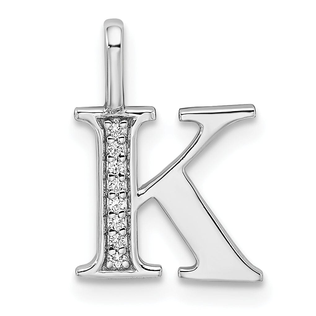 Lovely Rita's Pendants & Charms 14K White Gold Diamond 0.028-CT Letter K Initial Charm Pendant
