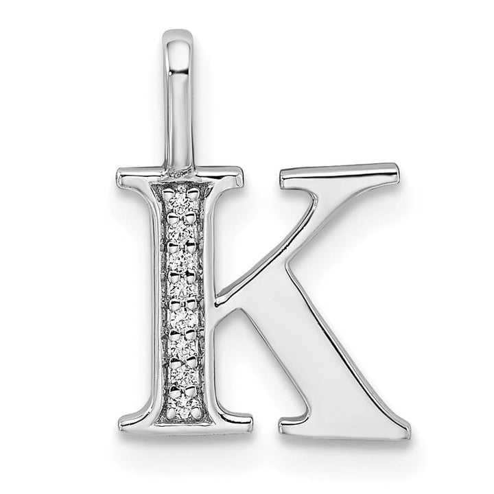 Lovely Rita's Pendants & Charms 14K White Gold Diamond 0.028-CT Letter K Initial Charm Pendant