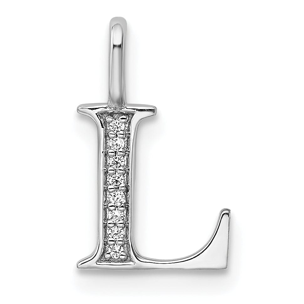 Lovely Rita's Pendants & Charms 14K White Gold Diamond 0.028-CT Letter L Initial Charm Pendant