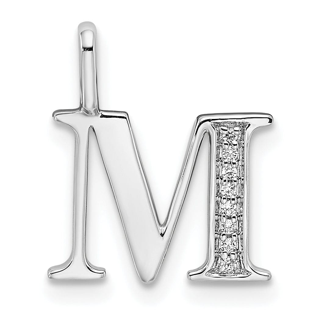 Lovely Rita's Pendants & Charms 14K White Gold Diamond 0.028-CT Letter M Initial Charm Pendant