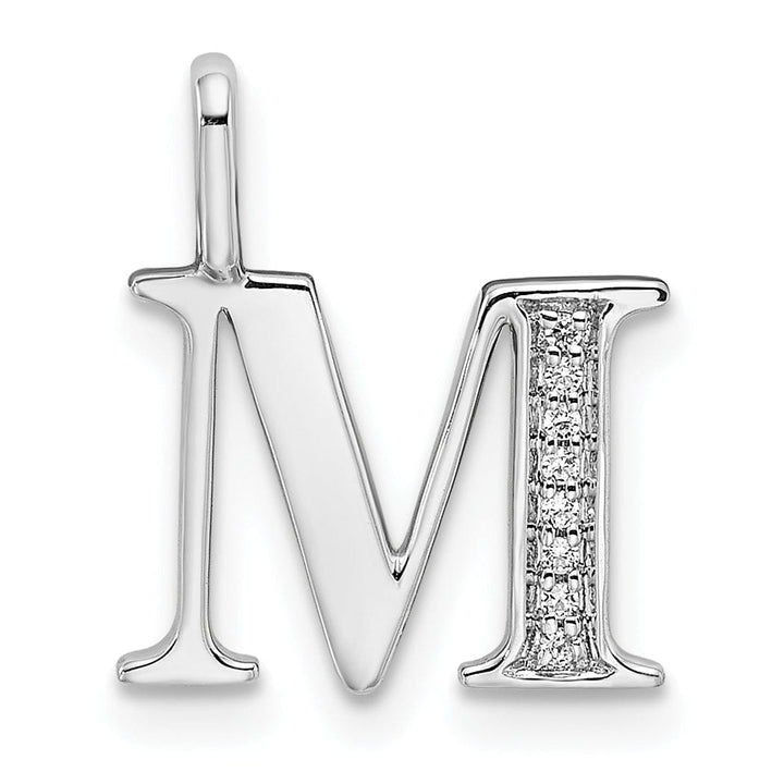 Lovely Rita's Pendants & Charms 14K White Gold Diamond 0.028-CT Letter M Initial Charm Pendant