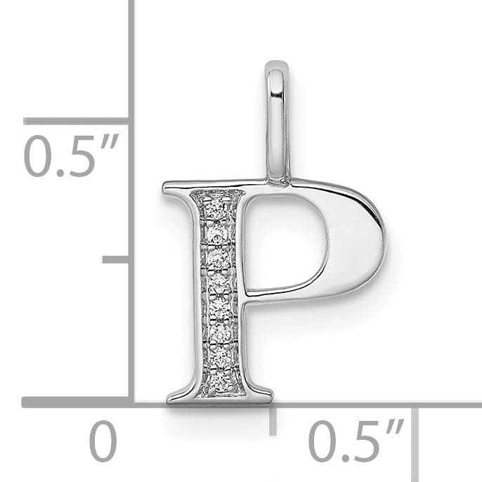 Lovely Rita's Pendants & Charms 14K White Gold Diamond 0.028-CT Letter P Initial Charm Pendant