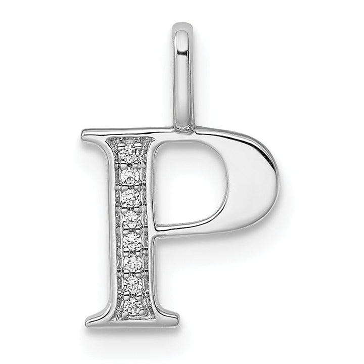 Lovely Rita's Pendants & Charms 14K White Gold Diamond 0.028-CT Letter P Initial Charm Pendant