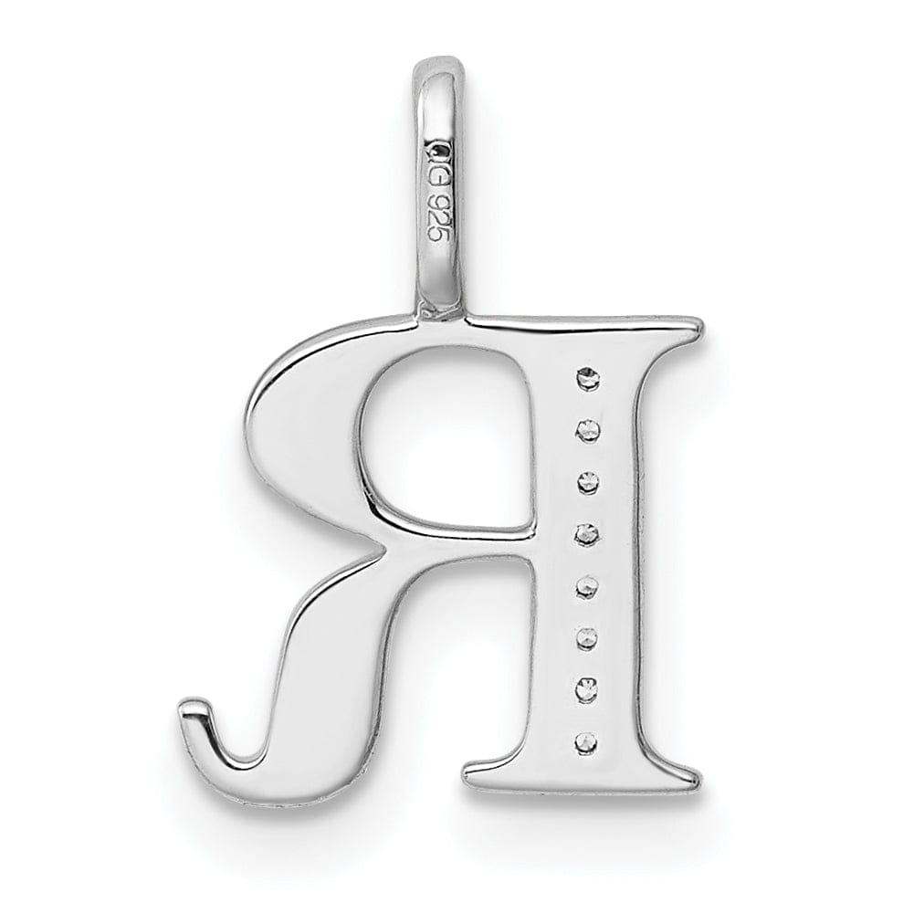 Lovely Rita's Pendants & Charms 14K White Gold Diamond 0.028-CT Letter R Initial Charm Pendant
