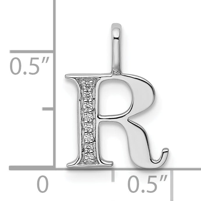 Lovely Rita's Pendants & Charms 14K White Gold Diamond 0.028-CT Letter R Initial Charm Pendant