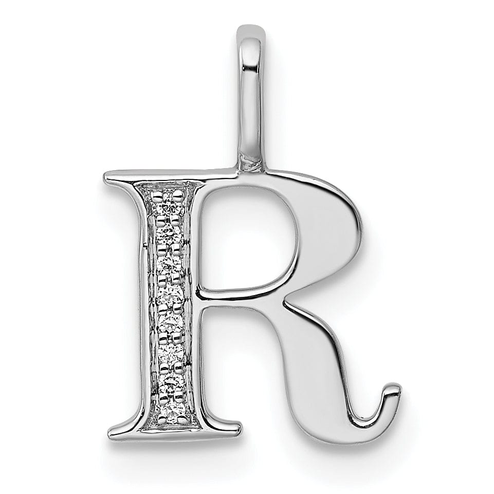 Lovely Rita's Pendants & Charms 14K White Gold Diamond 0.028-CT Letter R Initial Charm Pendant