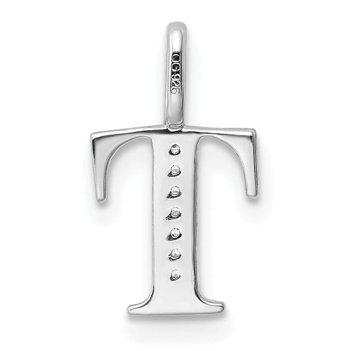 Lovely Rita's Pendants & Charms 14K White Gold Diamond 0.028-CT Letter T Initial Charm Pendant