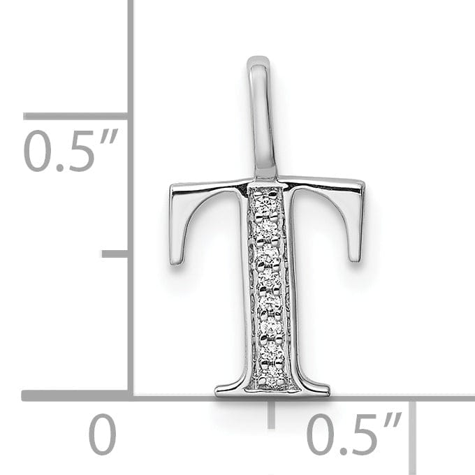 Lovely Rita's Pendants & Charms 14K White Gold Diamond 0.028-CT Letter T Initial Charm Pendant