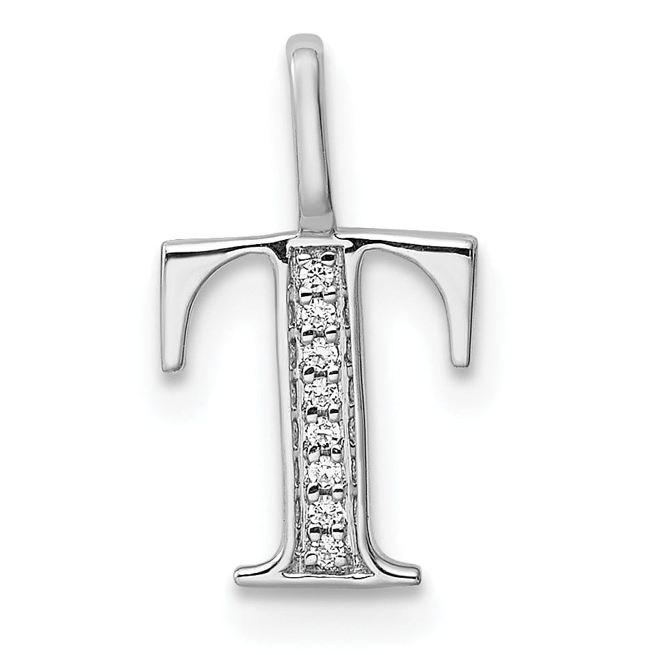 Lovely Rita's Pendants & Charms 14K White Gold Diamond 0.028-CT Letter T Initial Charm Pendant