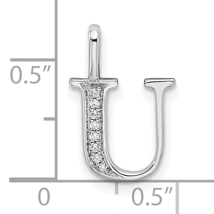 Lovely Rita's Pendants & Charms 14K White Gold Diamond 0.028-CT Letter U Initial Charm Pendant