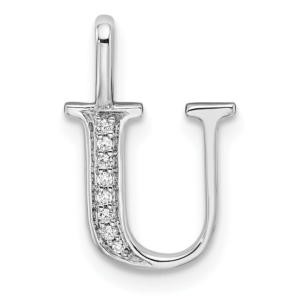 Lovely Rita's Pendants & Charms 14K White Gold Diamond 0.028-CT Letter U Initial Charm Pendant