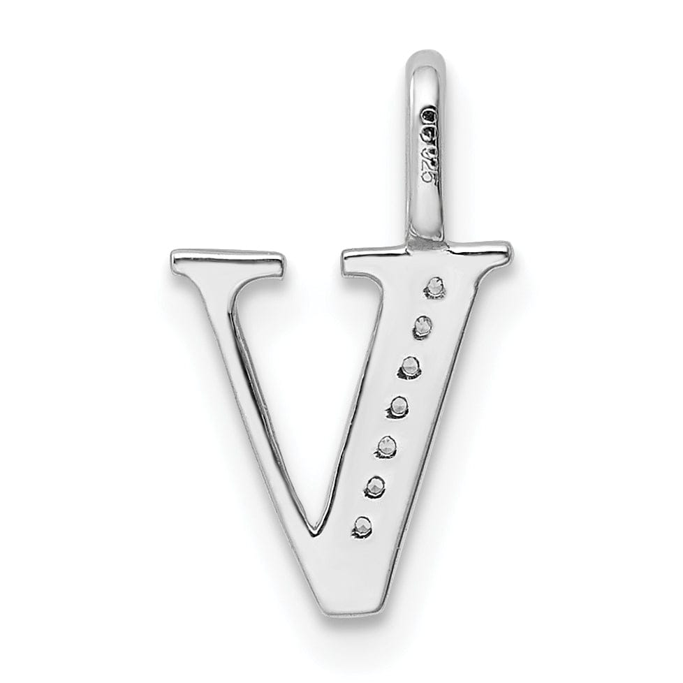 Lovely Rita's Pendants & Charms 14K White Gold Diamond 0.028-CT Letter V Initial Charm Pendant