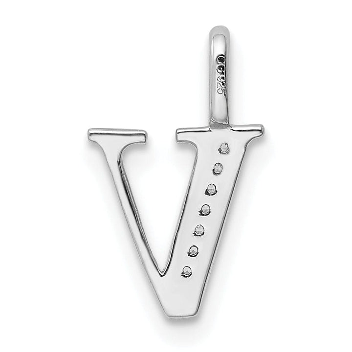 Lovely Rita's Pendants & Charms 14K White Gold Diamond 0.028-CT Letter V Initial Charm Pendant