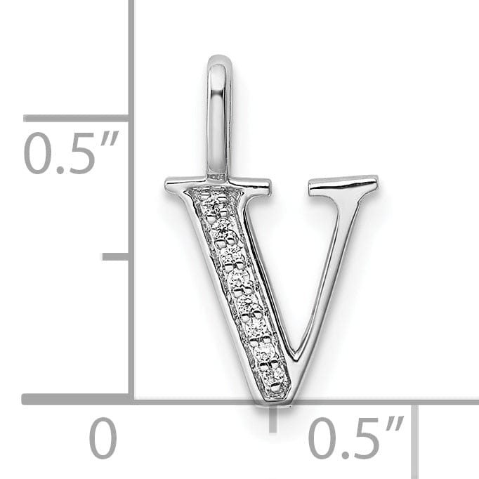 Lovely Rita's Pendants & Charms 14K White Gold Diamond 0.028-CT Letter V Initial Charm Pendant