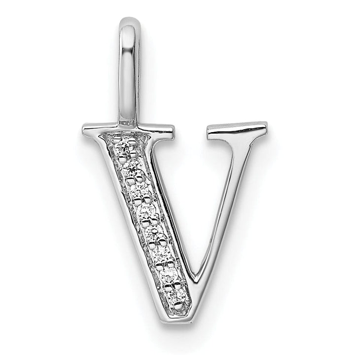 Lovely Rita's Pendants & Charms 14K White Gold Diamond 0.028-CT Letter V Initial Charm Pendant