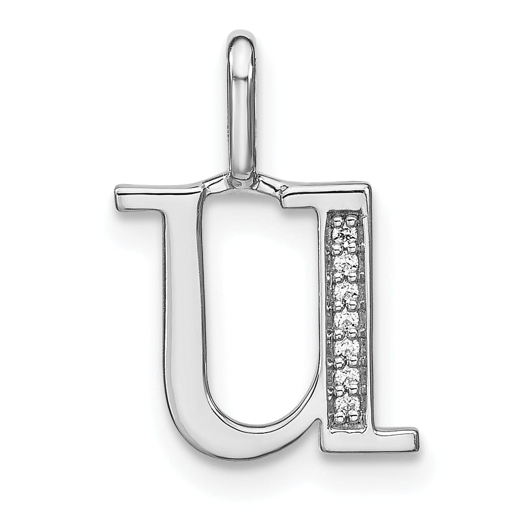 Lovely Rita's Pendants & Charms 14K White Gold Diamond 0.028-CT Lower Case Style U Initial Charm Pendant