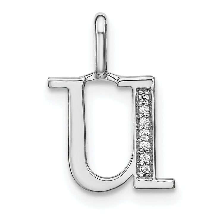 Lovely Rita's Pendants & Charms 14K White Gold Diamond 0.028-CT Lower Case Style U Initial Charm Pendant