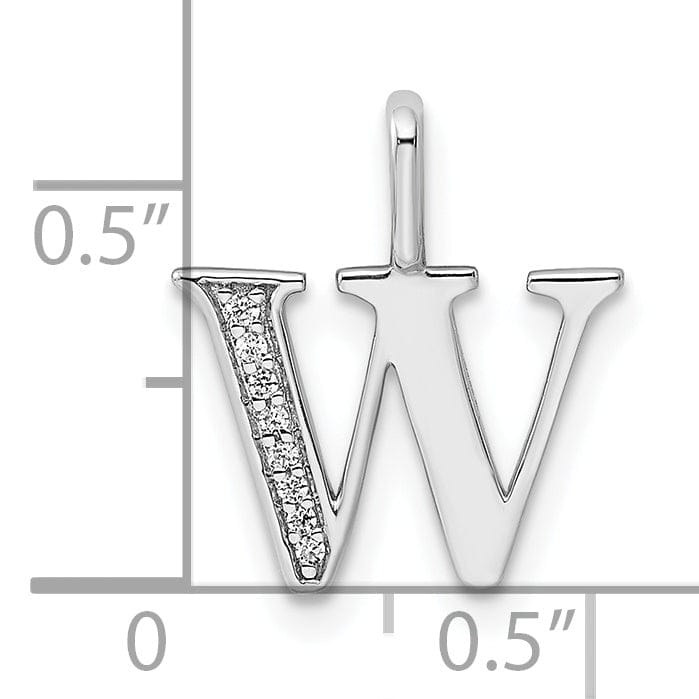 Lovely Rita's Pendants & Charms 14K White Gold Diamond 0.030-CT Letter W Initial Charm Pendant