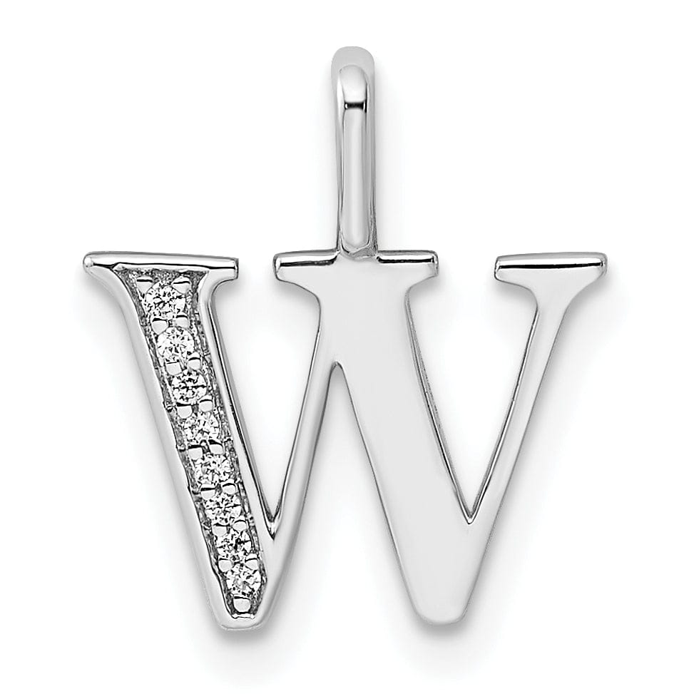 Lovely Rita's Pendants & Charms 14K White Gold Diamond 0.030-CT Letter W Initial Charm Pendant
