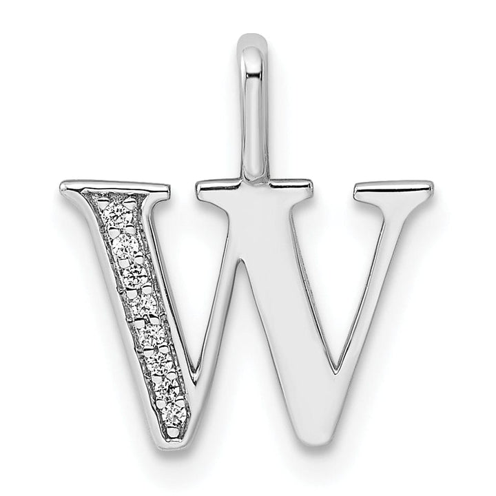 Lovely Rita's Pendants & Charms 14K White Gold Diamond 0.030-CT Letter W Initial Charm Pendant