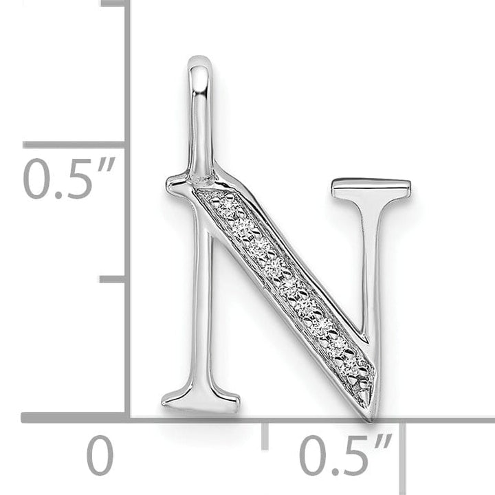 Lovely Rita's Pendants & Charms 14K White Gold Diamond 0.032-CT Letter N Initial Charm Pendant