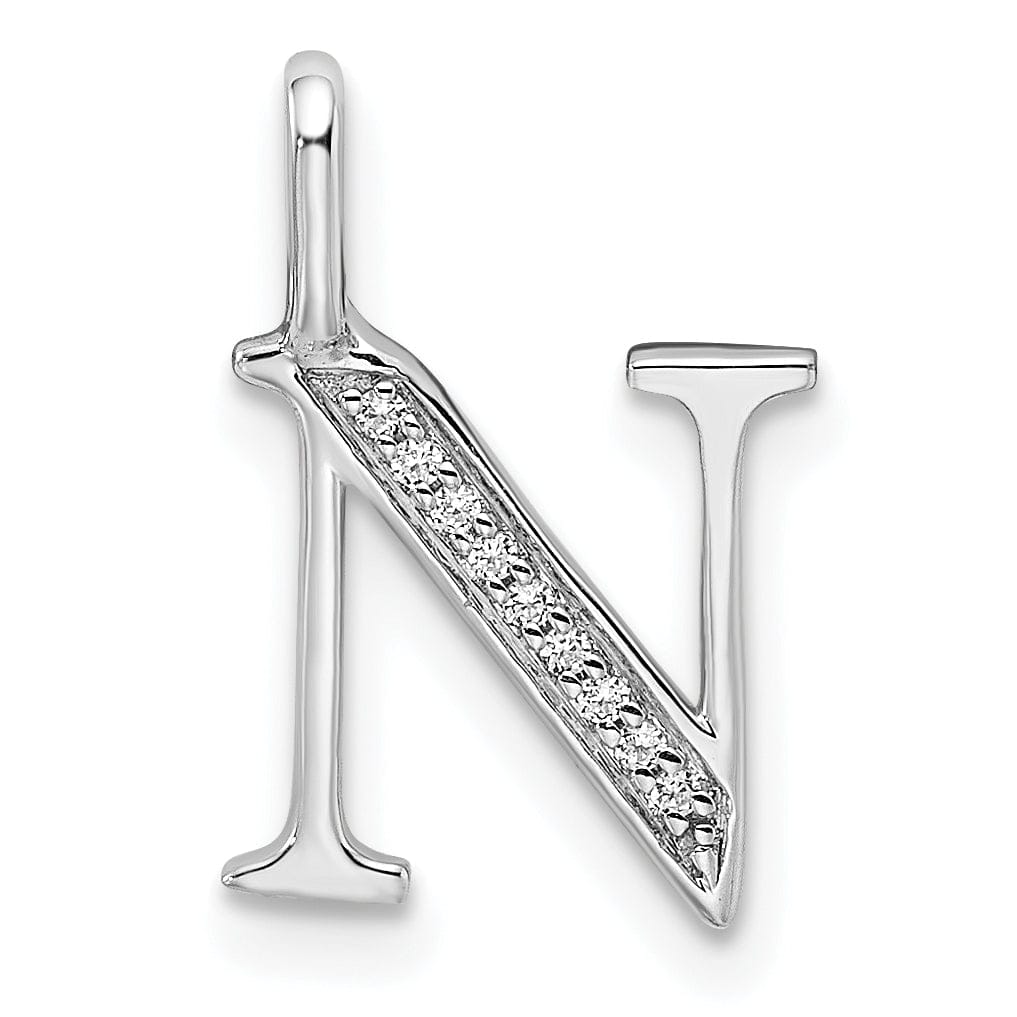 Lovely Rita's Pendants & Charms 14K White Gold Diamond 0.032-CT Letter N Initial Charm Pendant