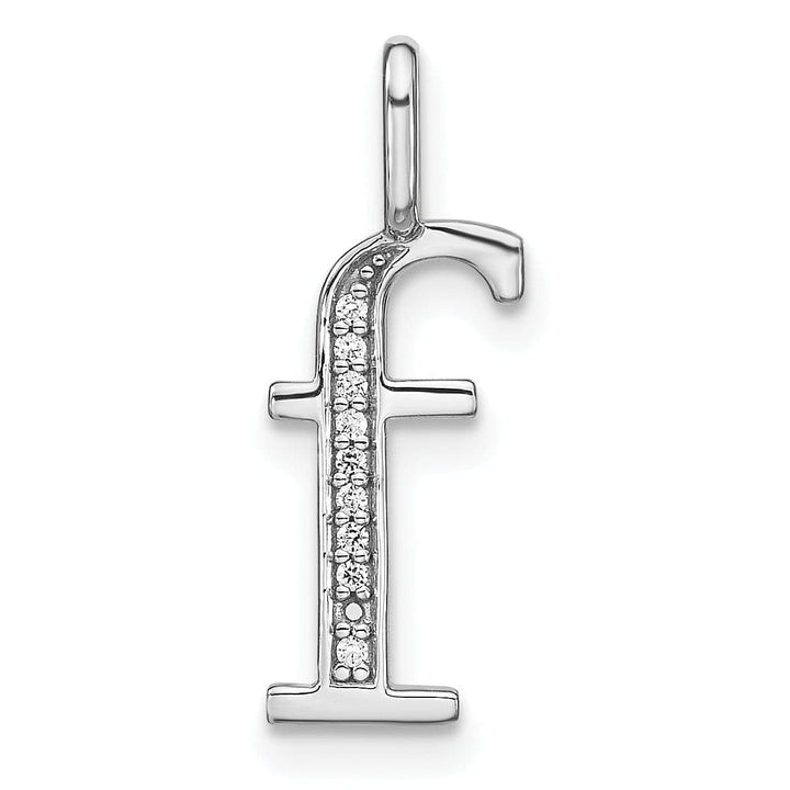 Lovely Rita's Pendants & Charms 14K White Gold Diamond 0.035-CT Lower Case Style F Initial Charm Pendant