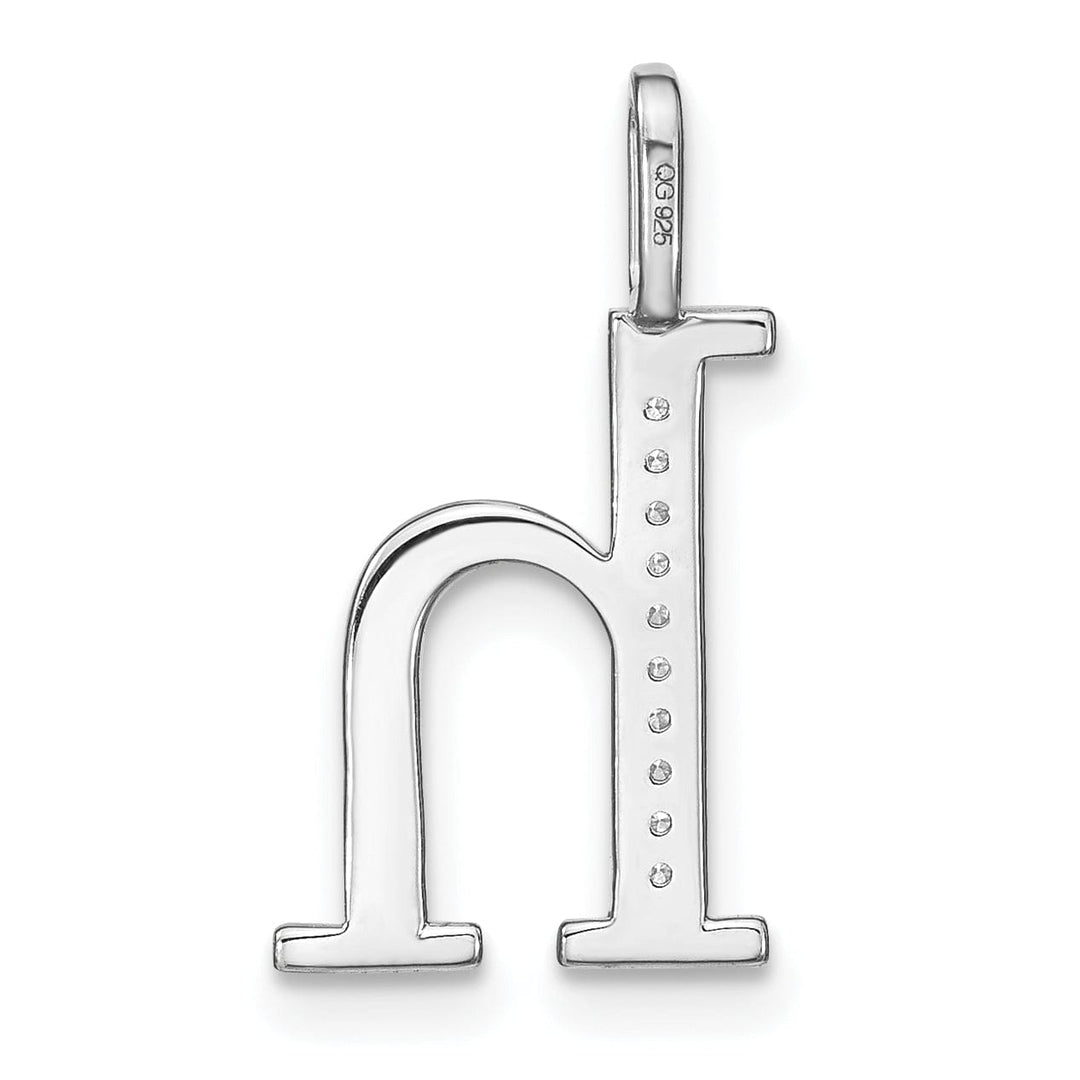 Lovely Rita's Pendants & Charms 14K White Gold Diamond 0.035-CT Lower Case Style H Initial Charm Pendant
