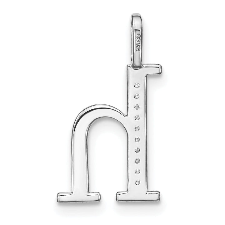 Lovely Rita's Pendants & Charms 14K White Gold Diamond 0.035-CT Lower Case Style H Initial Charm Pendant