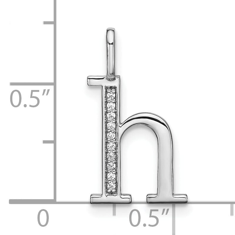 Lovely Rita's Pendants & Charms 14K White Gold Diamond 0.035-CT Lower Case Style H Initial Charm Pendant