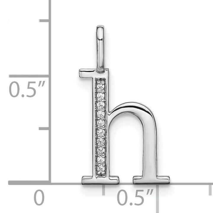 Lovely Rita's Pendants & Charms 14K White Gold Diamond 0.035-CT Lower Case Style H Initial Charm Pendant