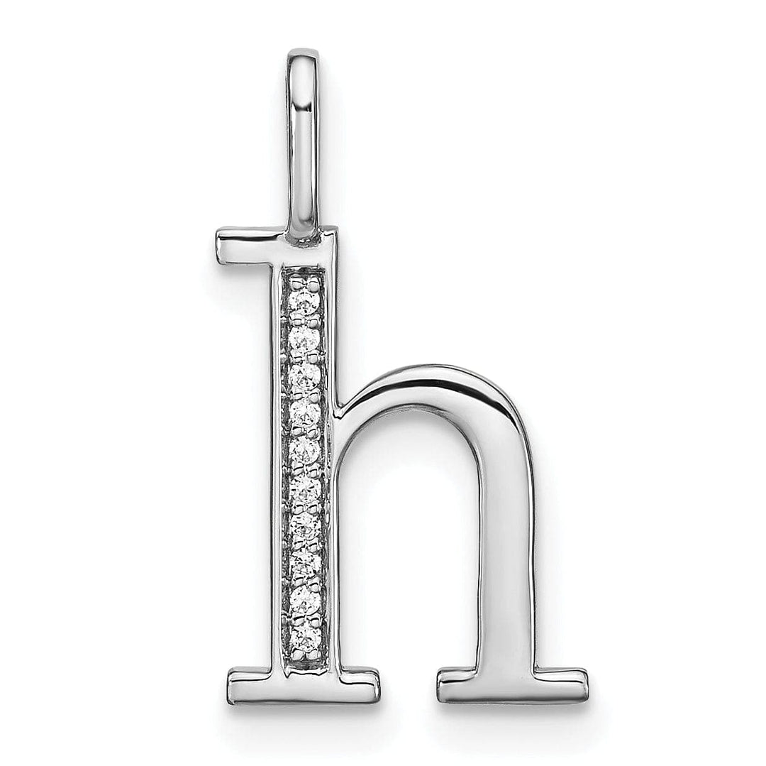 Lovely Rita's Pendants & Charms 14K White Gold Diamond 0.035-CT Lower Case Style H Initial Charm Pendant