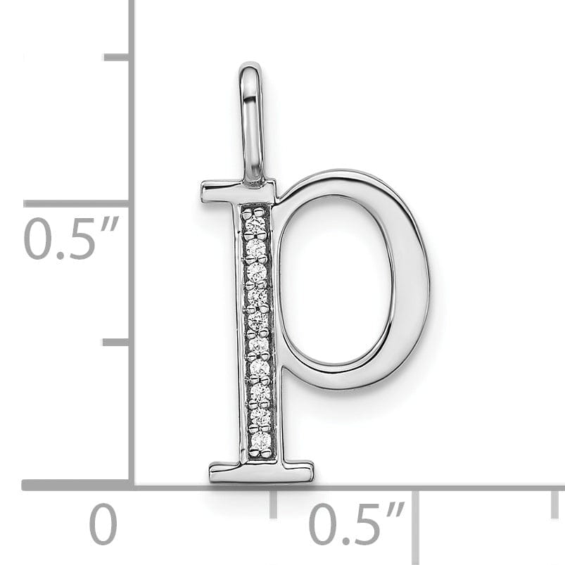 Lovely Rita's Pendants & Charms 14K White Gold Diamond 0.035-CT Lower Case Style P Initial Charm Pendant