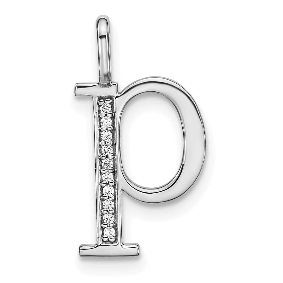 Lovely Rita's Pendants & Charms 14K White Gold Diamond 0.035-CT Lower Case Style P Initial Charm Pendant