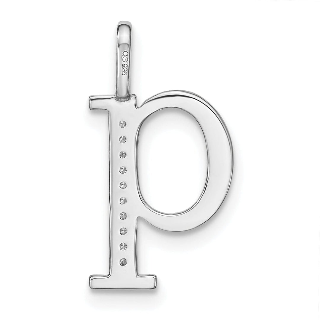 Lovely Rita's Pendants & Charms 14K White Gold Diamond 0.035-CT Lower Case Style Q Initial Charm Pendant