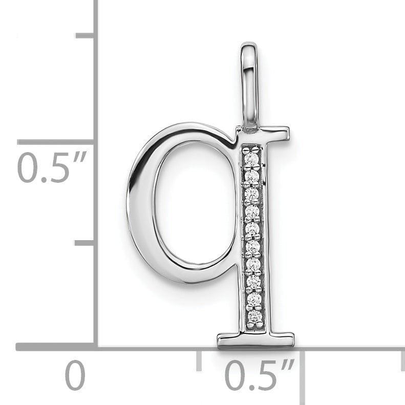 Lovely Rita's Pendants & Charms 14K White Gold Diamond 0.035-CT Lower Case Style Q Initial Charm Pendant