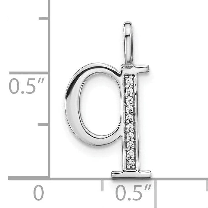 Lovely Rita's Pendants & Charms 14K White Gold Diamond 0.035-CT Lower Case Style Q Initial Charm Pendant