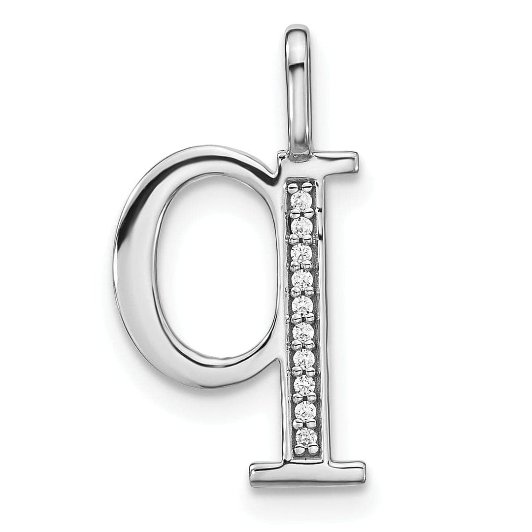 Lovely Rita's Pendants & Charms 14K White Gold Diamond 0.035-CT Lower Case Style Q Initial Charm Pendant