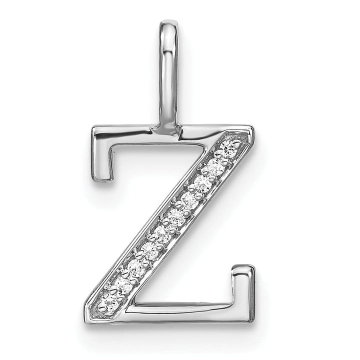Lovely Rita's Pendants & Charms 14K White Gold Diamond 0.035-CT Lower Case Style Z Initial Charm Pendant