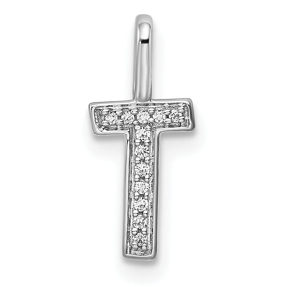 Lovely Rita's Pendants & Charms 14K White Gold Diamond 0.04-CT Lower Case Style T Initial Charm