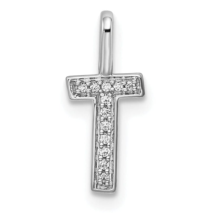 Lovely Rita's Pendants & Charms 14K White Gold Diamond 0.04-CT Lower Case Style T Initial Charm