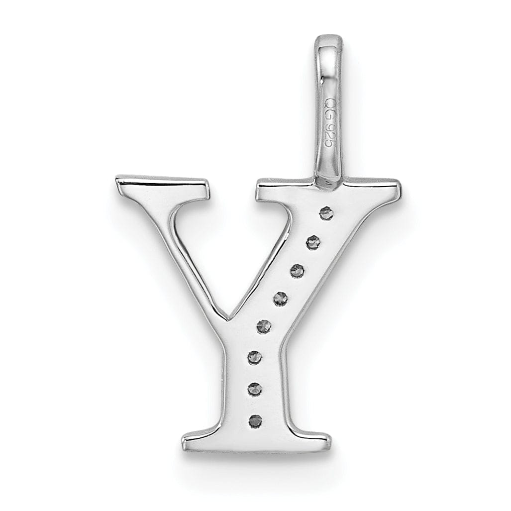 Lovely Rita's Pendants & Charms 14K White Gold Diamond 0.040-CT Letter Y Initial Charm Pendant