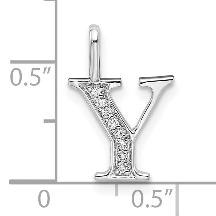 Lovely Rita's Pendants & Charms 14K White Gold Diamond 0.040-CT Letter Y Initial Charm Pendant