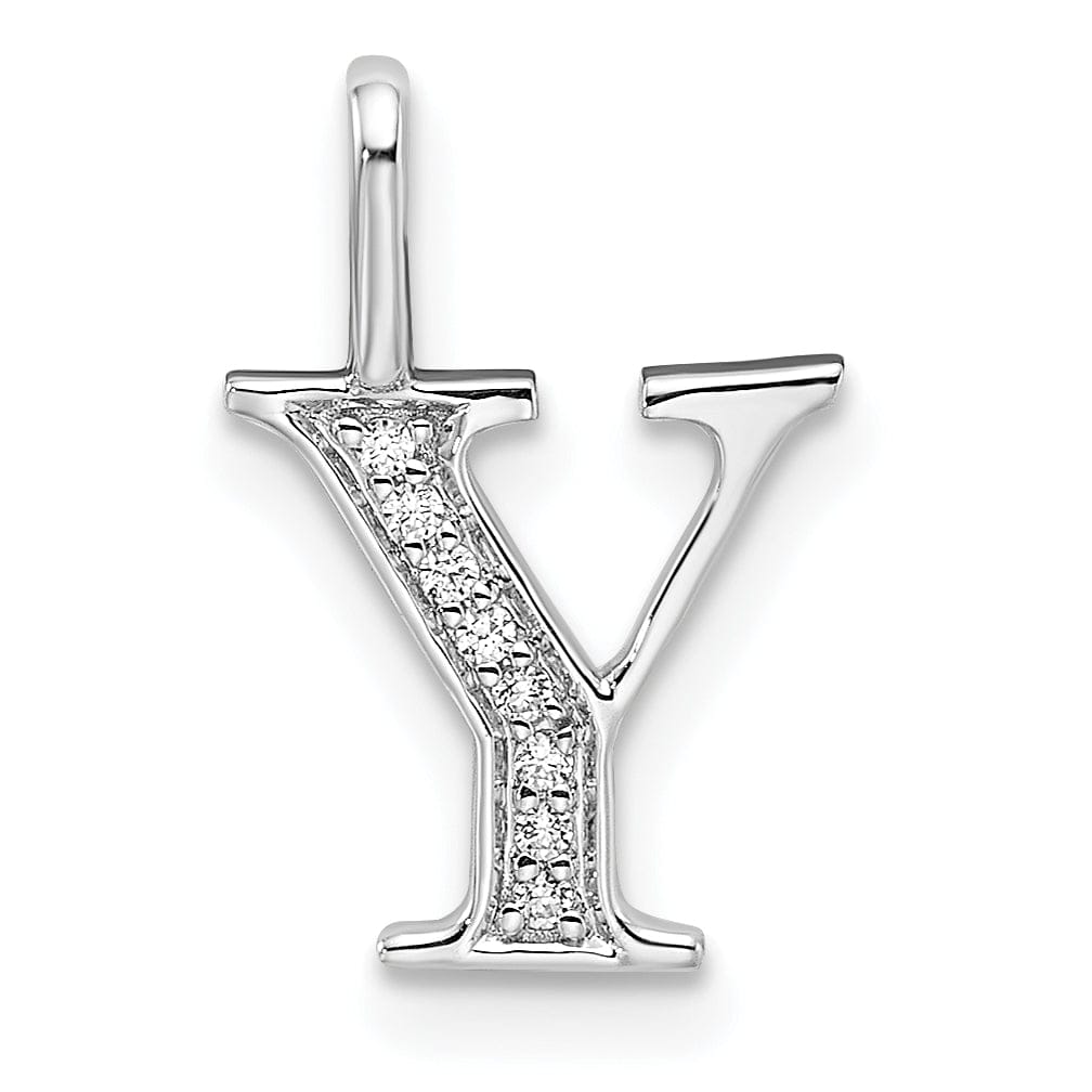 Lovely Rita's Pendants & Charms 14K White Gold Diamond 0.040-CT Letter Y Initial Charm Pendant