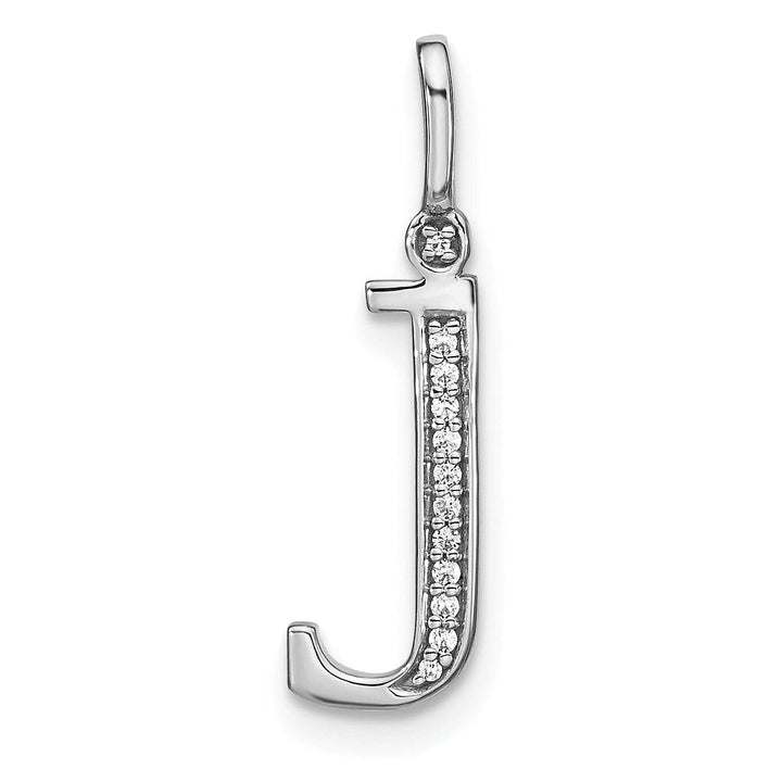 Lovely Rita's Pendants & Charms 14K White Gold Diamond 0.041-CT Lower Case Style J Initial Charm Pendant