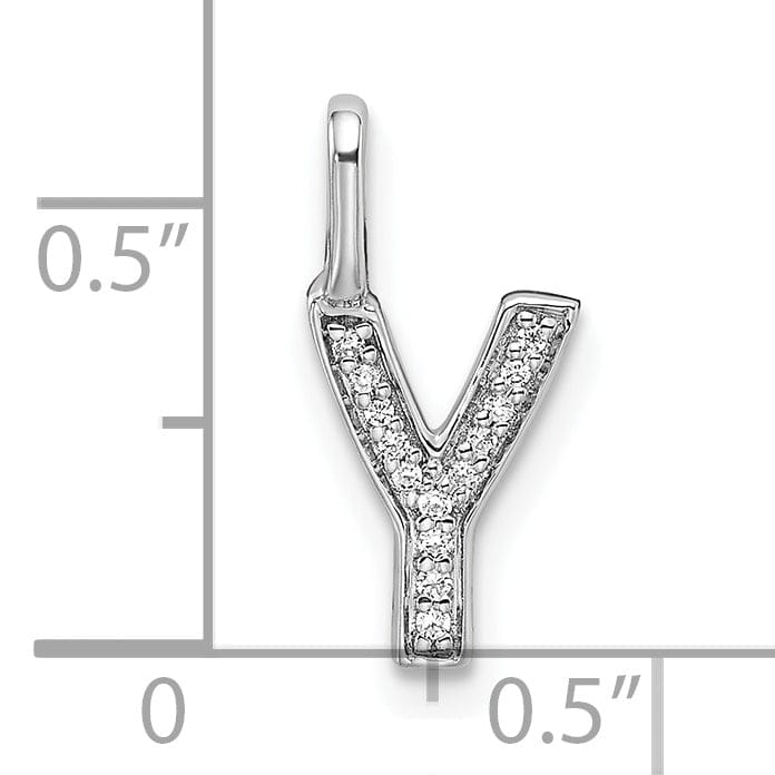 Lovely Rita's Pendants & Charms 14K White Gold Diamond 0.044-CT Lower Case Style Y Initial Charm